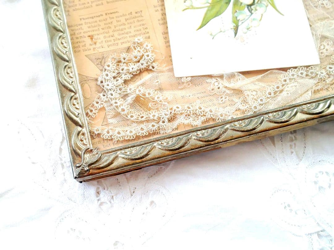 アンティーク コラージュ フレーム レース すずらん 時計文字盤