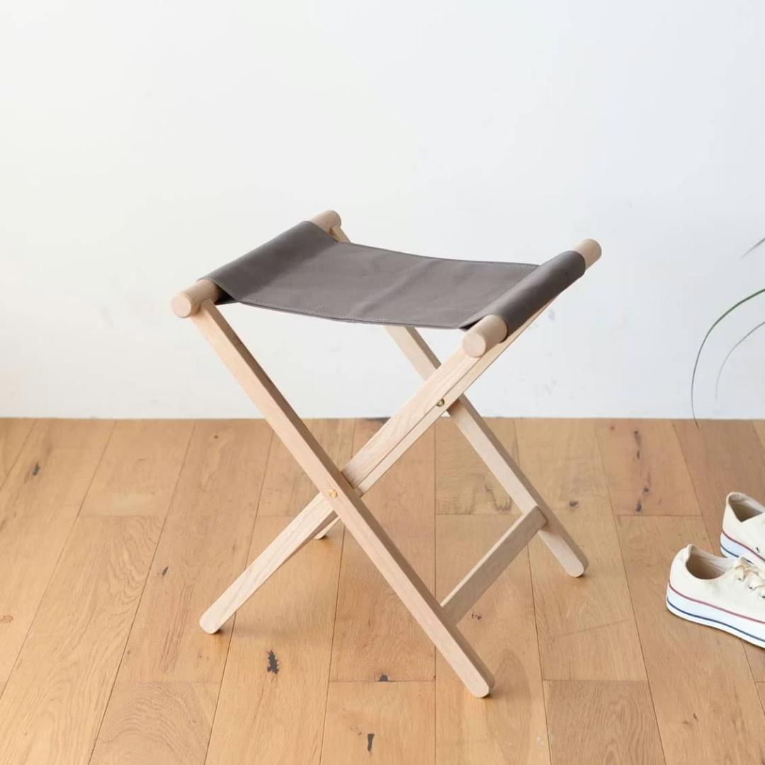 国産帆布の折りたたみイス チャコールブラウン