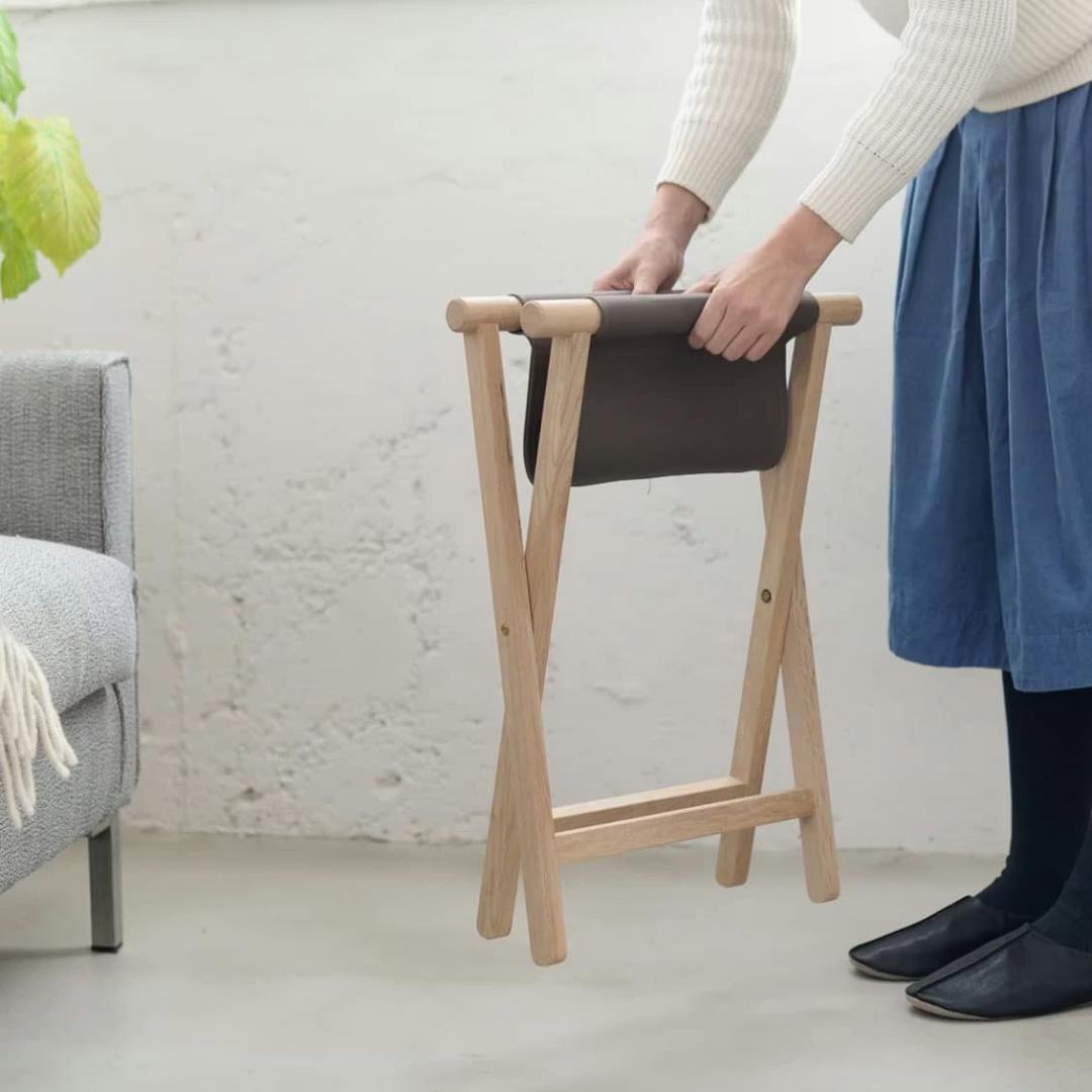 国産帆布の折りたたみイス チャコールブラウン