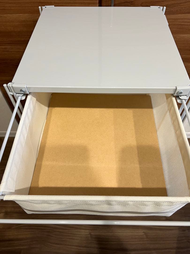 無印 スチールユニットシェルフ 帆布バスケットセット 幅４２cm ライトグレー