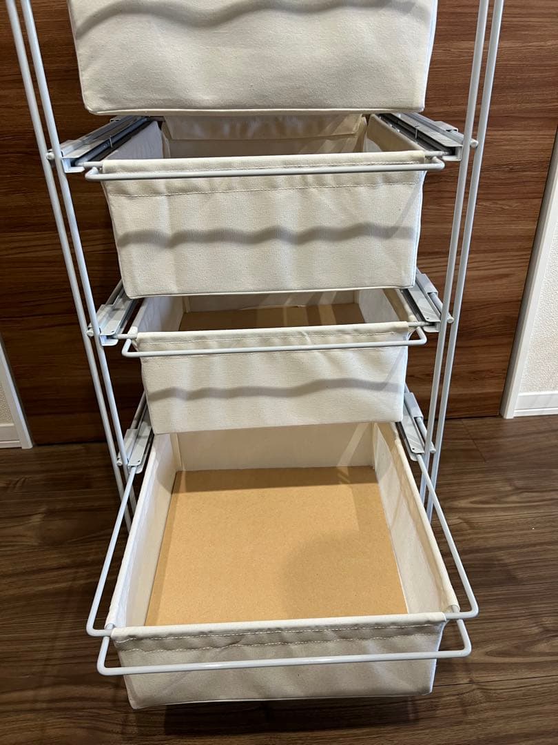 無印 スチールユニットシェルフ 帆布バスケットセット 幅４２cm ライトグレー