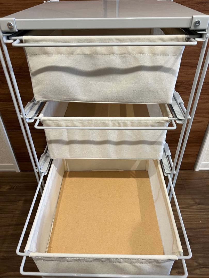 無印 スチールユニットシェルフ 帆布バスケットセット 幅４２cm ライトグレー