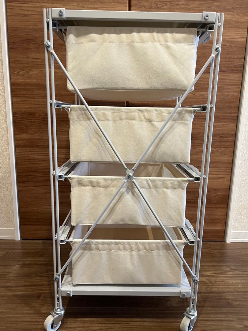 無印 スチールユニットシェルフ 帆布バスケットセット 幅４２cm ライトグレー