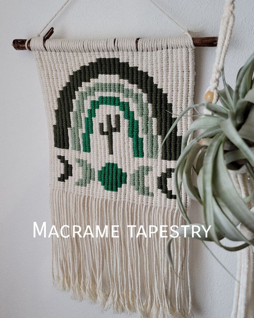 流木マクラメタペストリー☆サボテン&虹&サンセットムーン