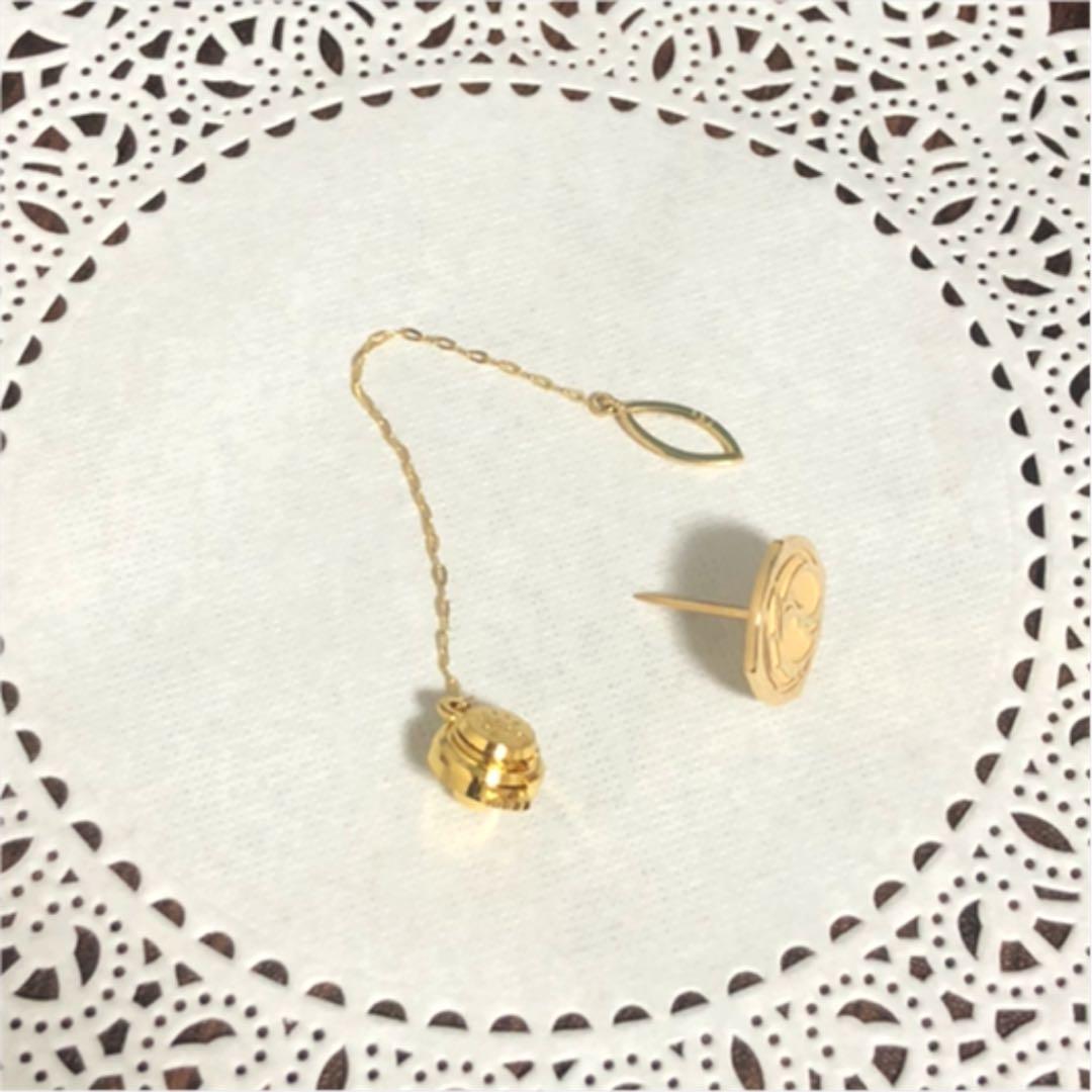 薬研藤四郎刀剣紋モチーフタイタックブローチ【K18イエローゴールド】