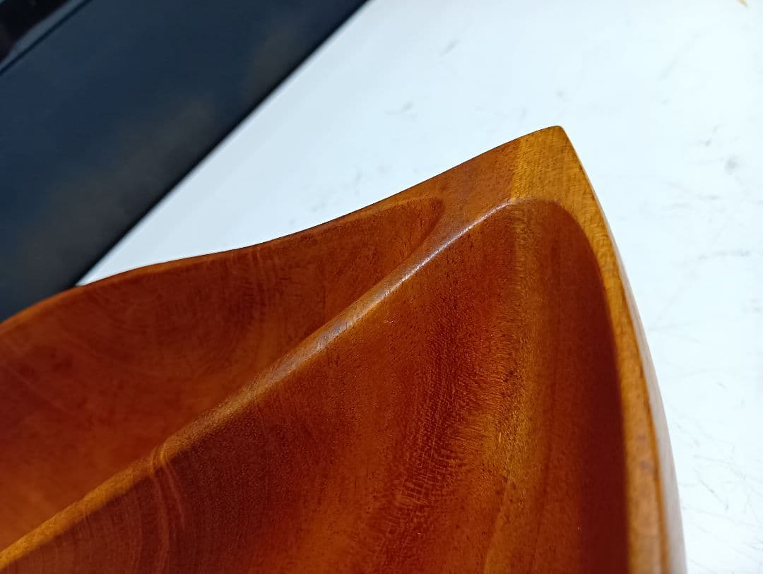 北欧モダン　ビンテージ　チーク　無垢材　カービング　トレイ　ボール　小物入れ