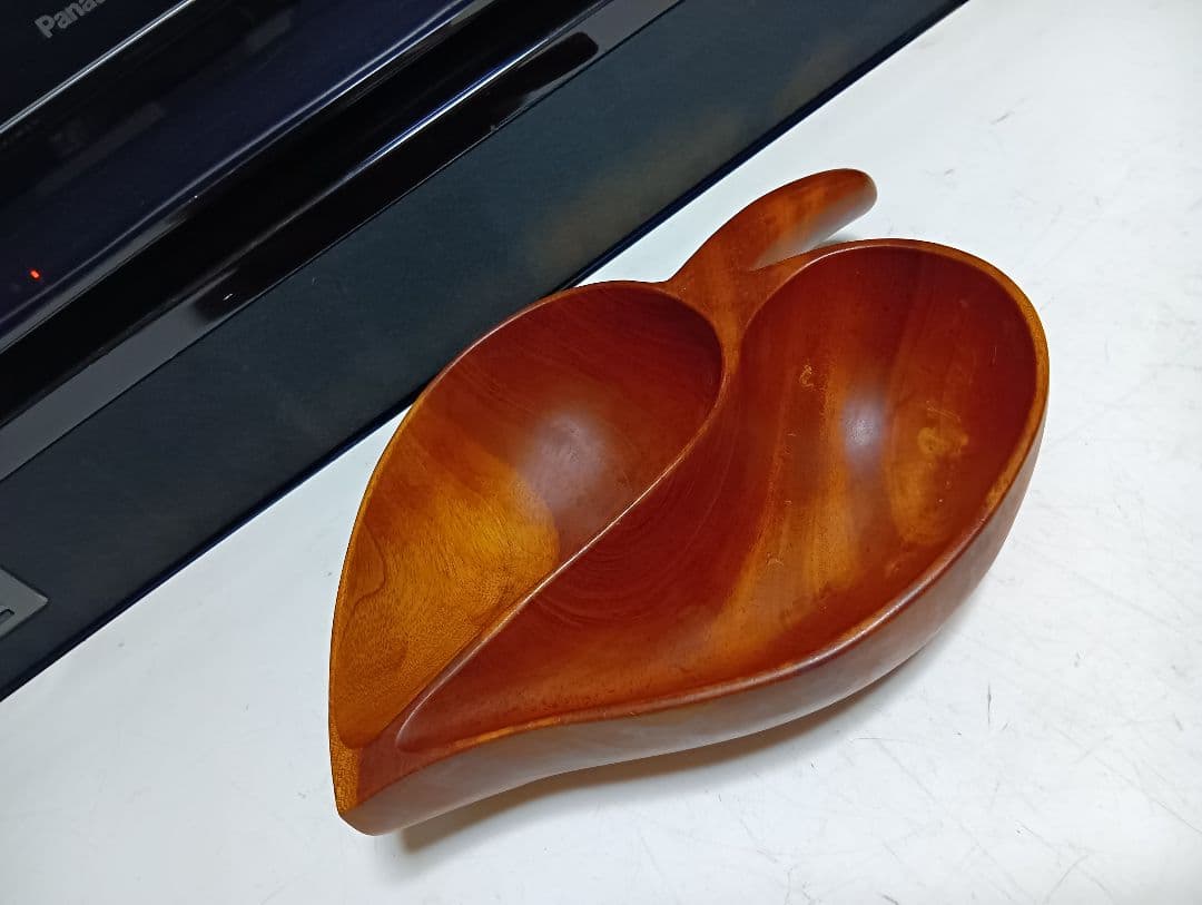 北欧モダン　ビンテージ　チーク　無垢材　カービング　トレイ　ボール　小物入れ