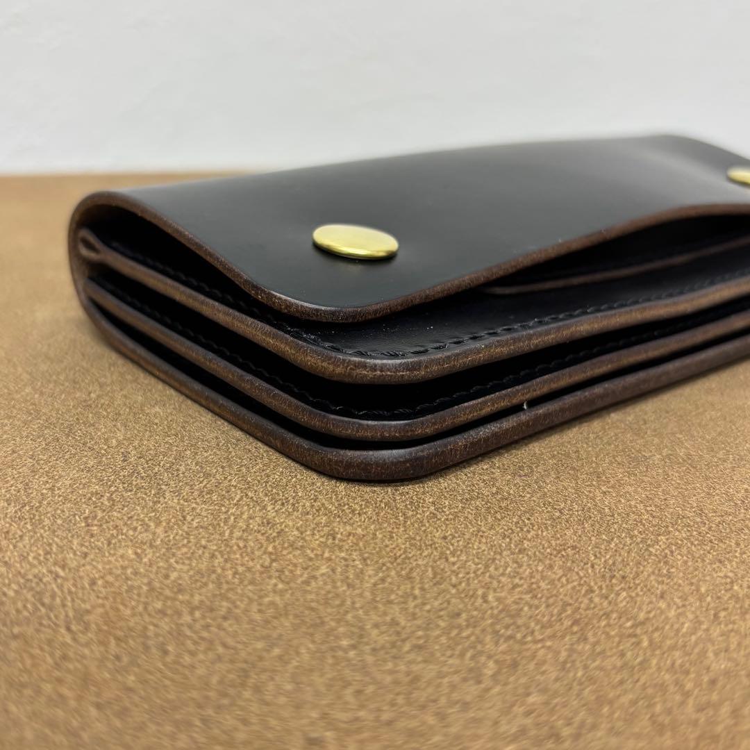 クロムエクセル　トラッカーウォレット　黒　茶心　3層　HORWEEN