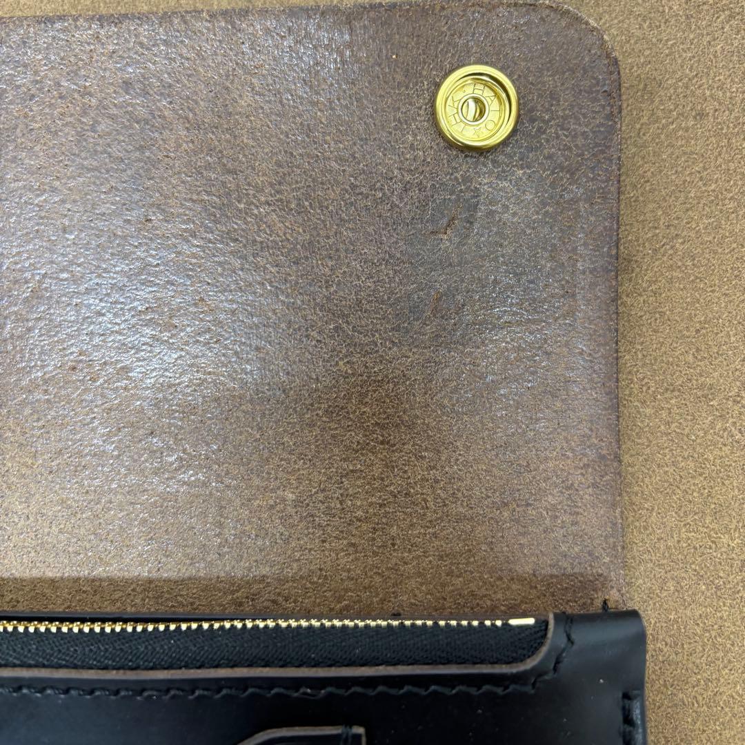クロムエクセル　トラッカーウォレット　黒　茶心　3層　HORWEEN