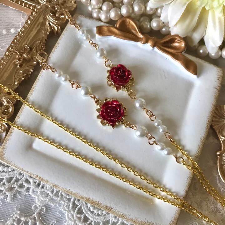 ♪537❤️ 薔薇　パール　マスクチェーン　メガネチェーン　ハンドメイド　マスク