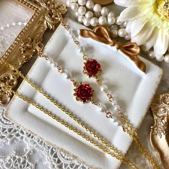 ♪537❤️ 薔薇　パール　マスクチェーン　メガネチェーン　ハンドメイド　マスク