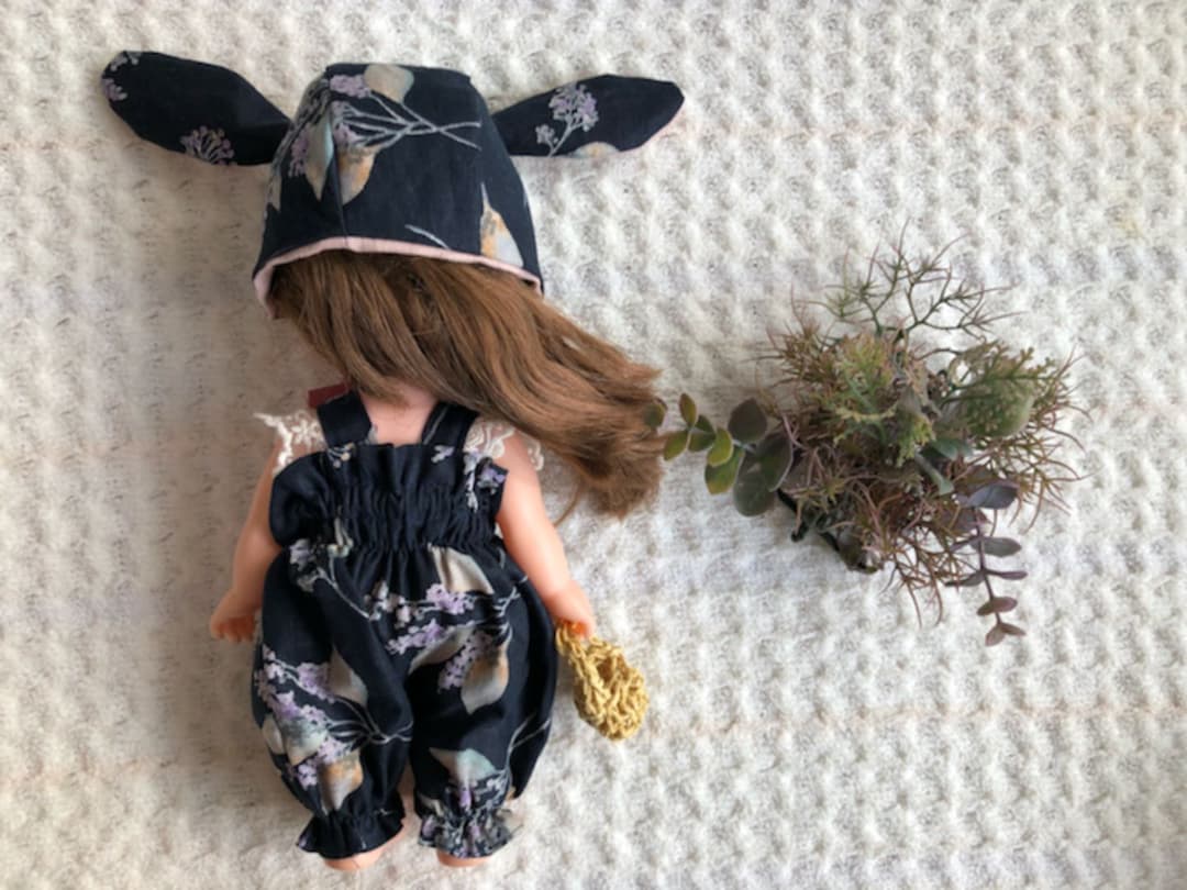 お人形 ハンドメイド服＊No.169シャーリングサロペット＋うさみみサロペット