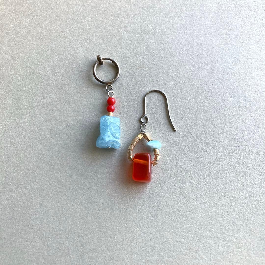 no.021 レッドメノウとミルクアクアマリンのFjord 一点物