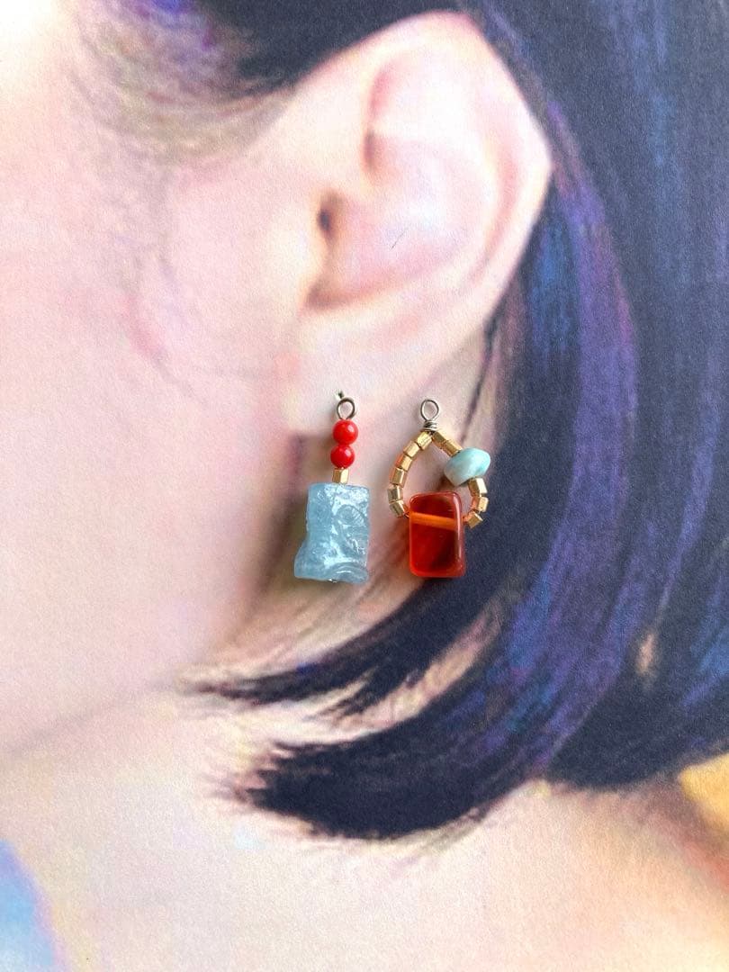 no.021 レッドメノウとミルクアクアマリンのFjord 一点物