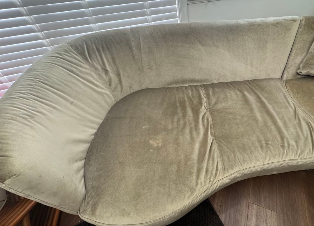 Domicilコーナーソファ ベージュ ファブリック　 ベルベット調 H035