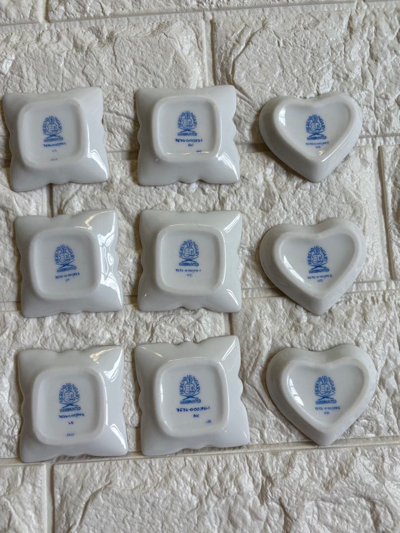 【未使用/箱付】ヘレンド HEREND アポニー豆皿9枚セット（赤青ピンク）希少