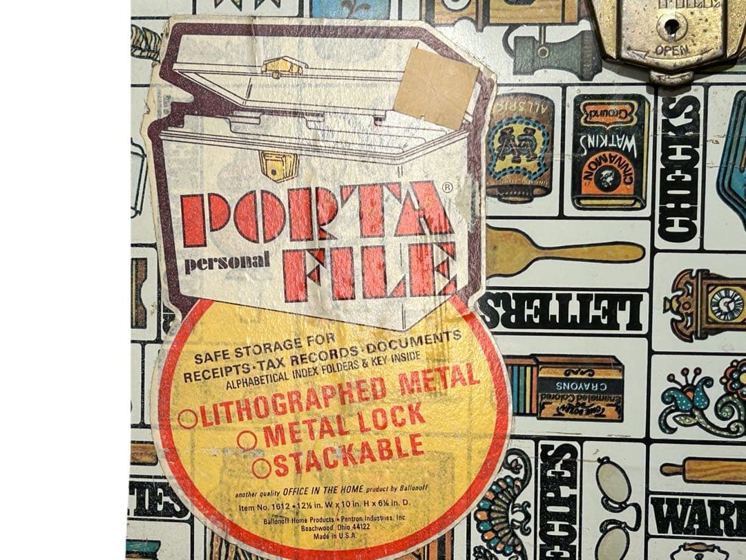 アンティーク 雑貨 70s ビンテージ 総柄 メタルボックス USA 小物入れ