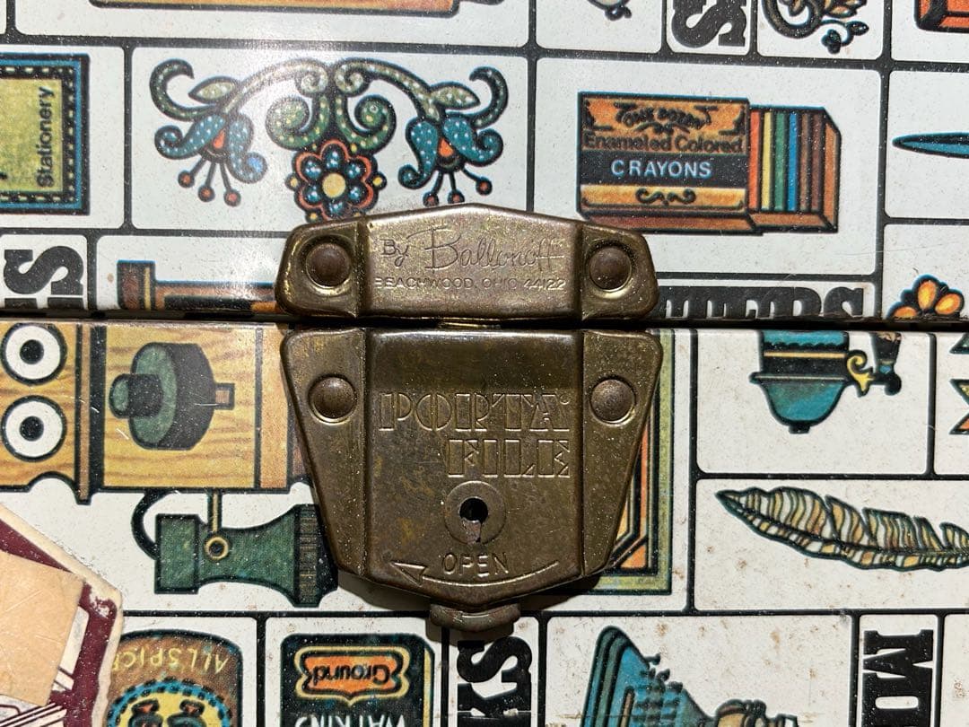 アンティーク 雑貨 70s ビンテージ 総柄 メタルボックス USA 小物入れ