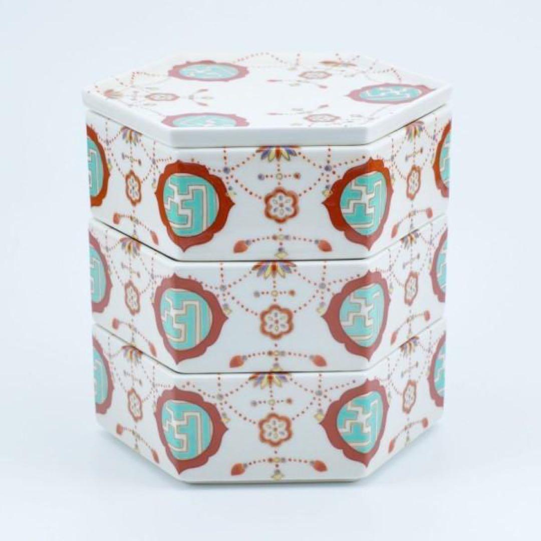 和食器 三段重 お正月 日本製 亀甲 縁起物   【送料無料】珱珞 亀甲三段重