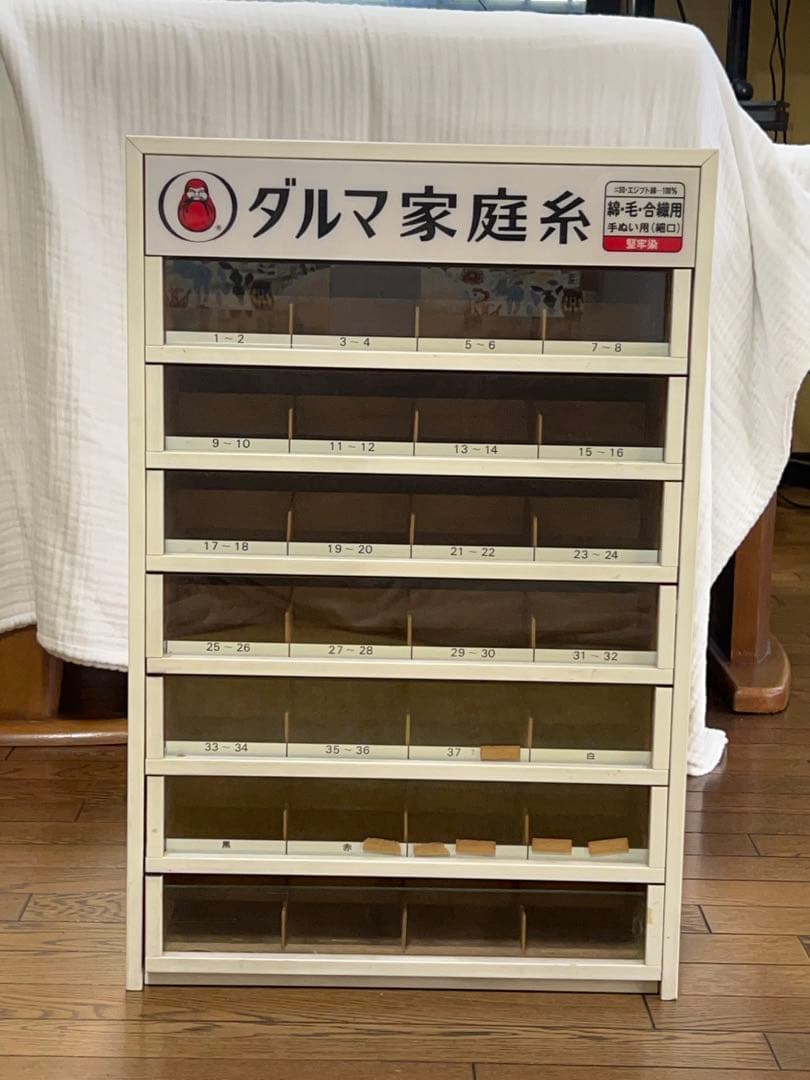 糸ケース　ダルマ家庭糸　アンティーク引き出し　多杯収納