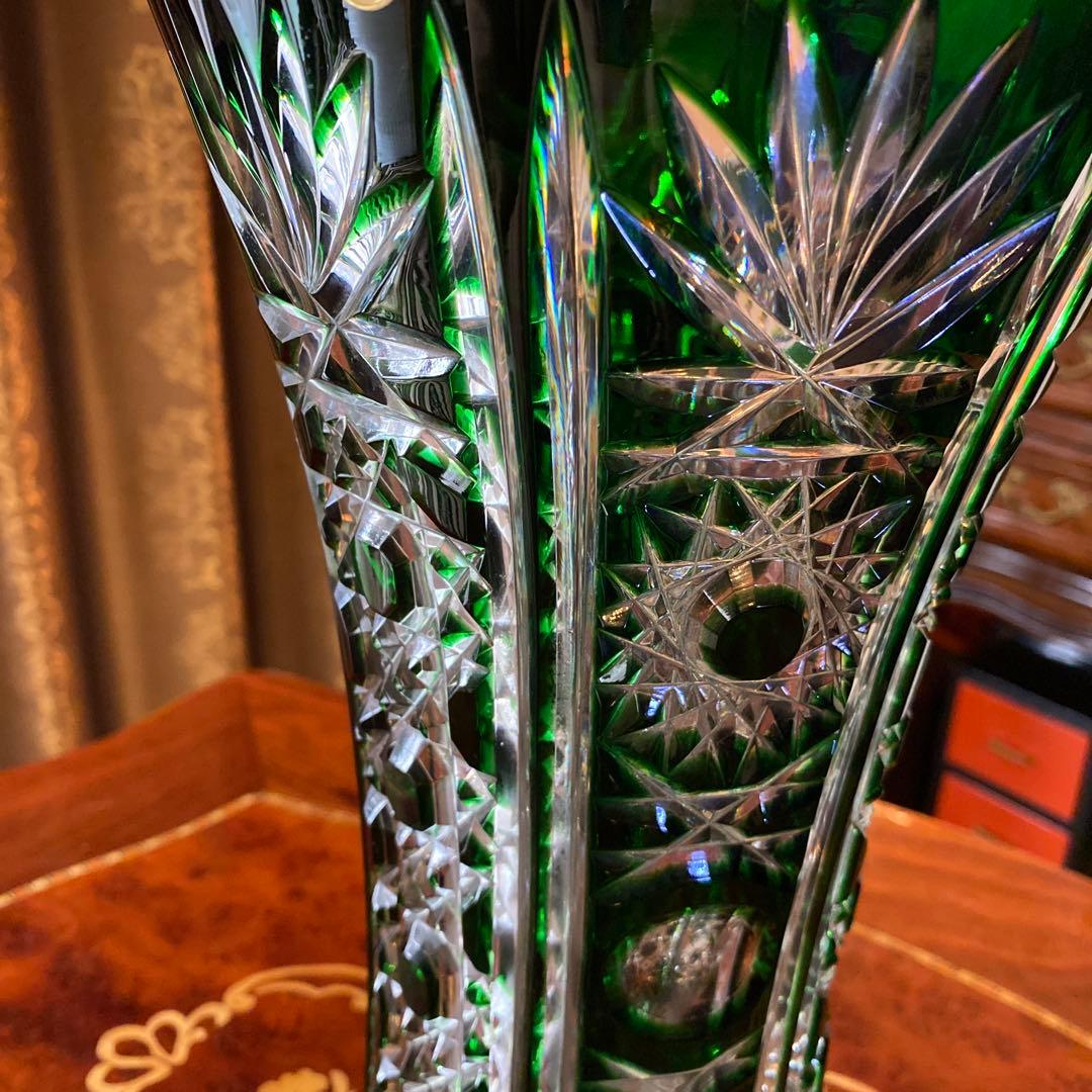 西ドイツ製 R KUNZE クリスタル 切子 花瓶 フラワーベース 置物 レア