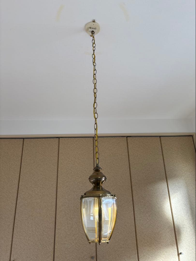 フランスアンティーク 六角形 ランタン型 真鍮 ペンダントランプ 吊り下げ式