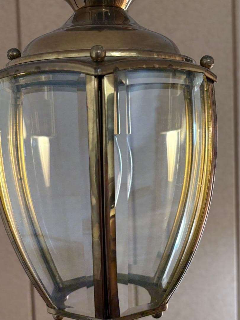 フランスアンティーク 六角形 ランタン型 真鍮 ペンダントランプ 吊り下げ式