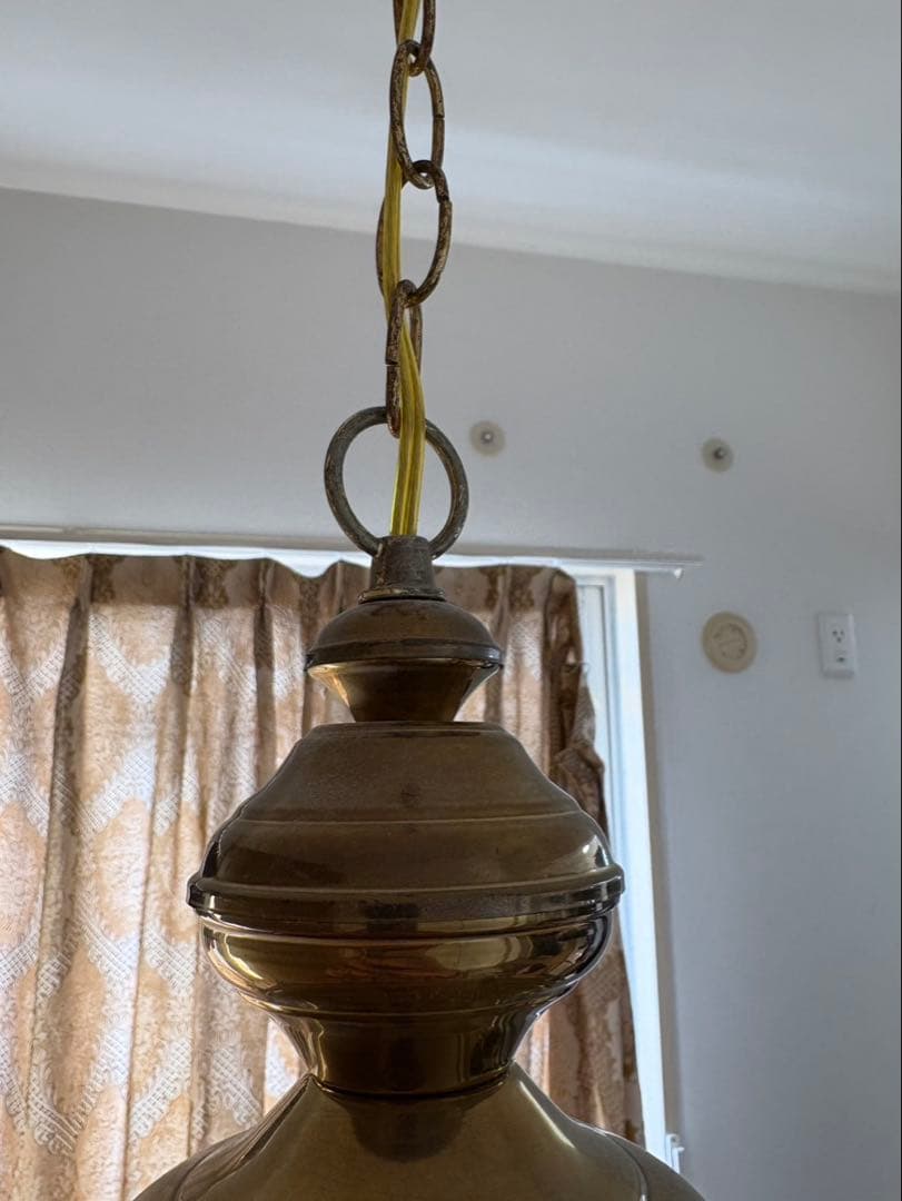 フランスアンティーク 六角形 ランタン型 真鍮 ペンダントランプ 吊り下げ式