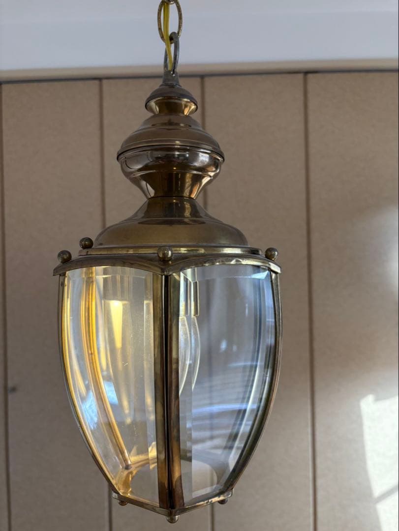 フランスアンティーク 六角形 ランタン型 真鍮 ペンダントランプ 吊り下げ式