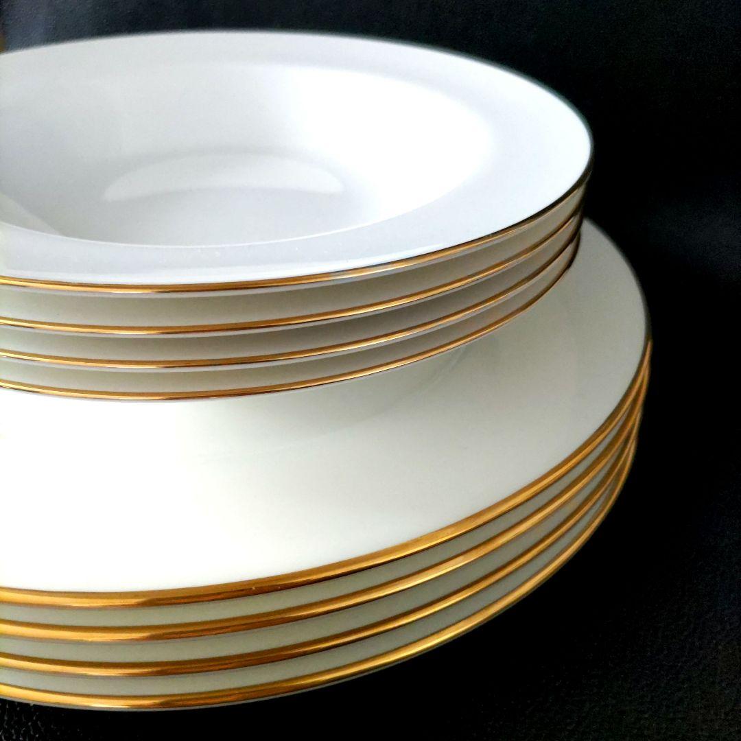 美品【ノリタケ】サンクエトワール・モデラートゴールドライン プレートセット8枚