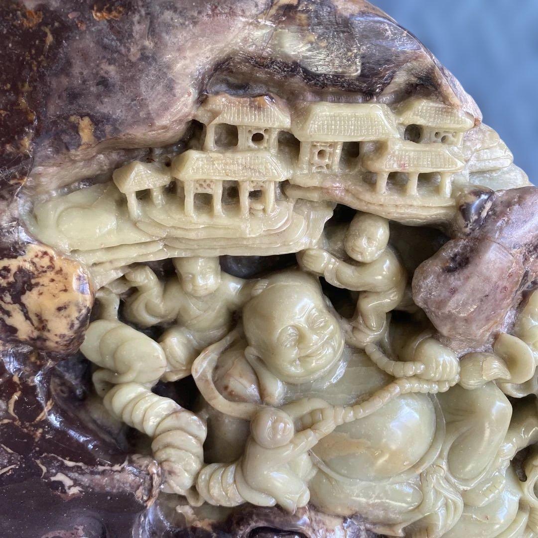 石の置物　骨董品 中国 寿山石 大きなサイズ 非常に重い 10.5kg