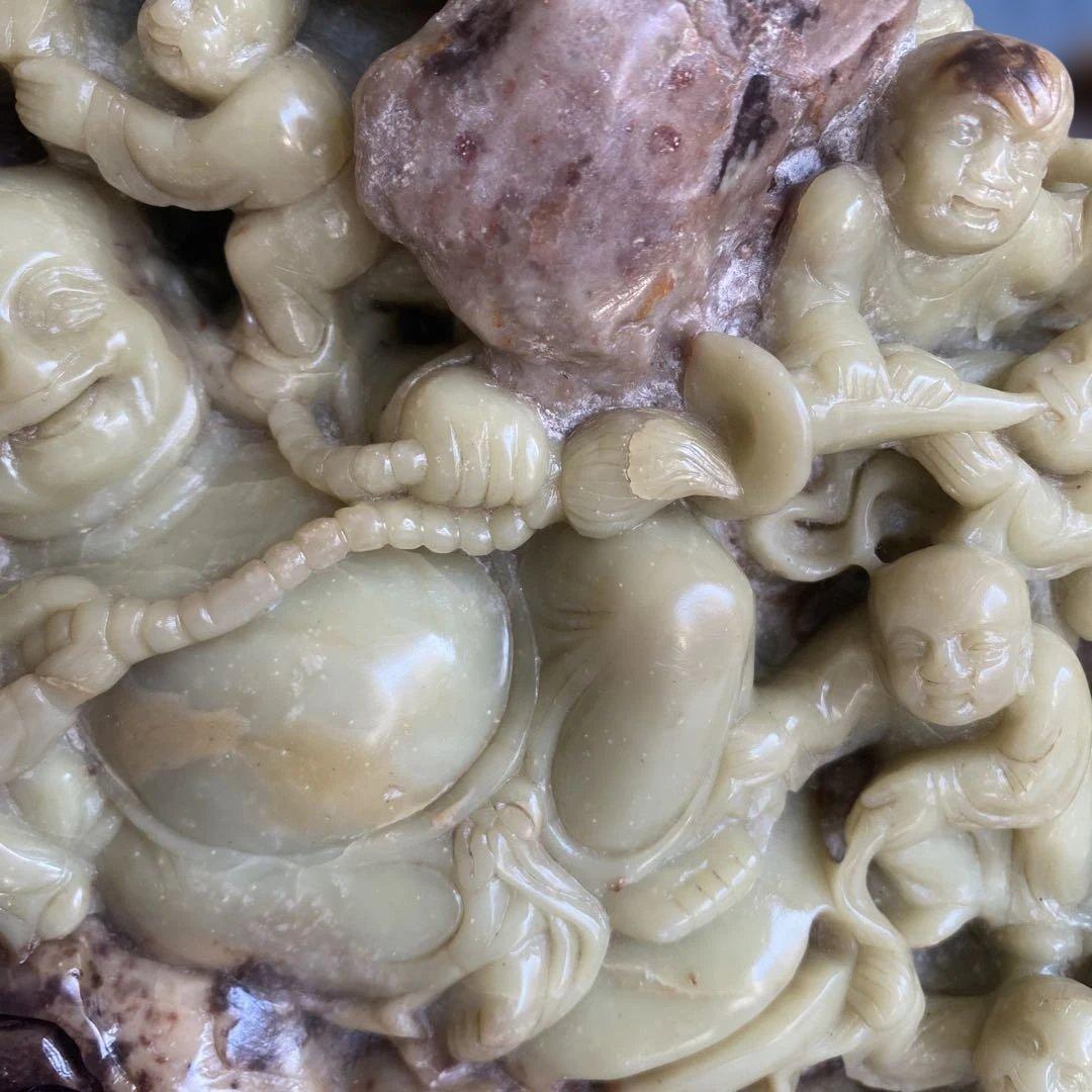 石の置物　骨董品 中国 寿山石 大きなサイズ 非常に重い 10.5kg