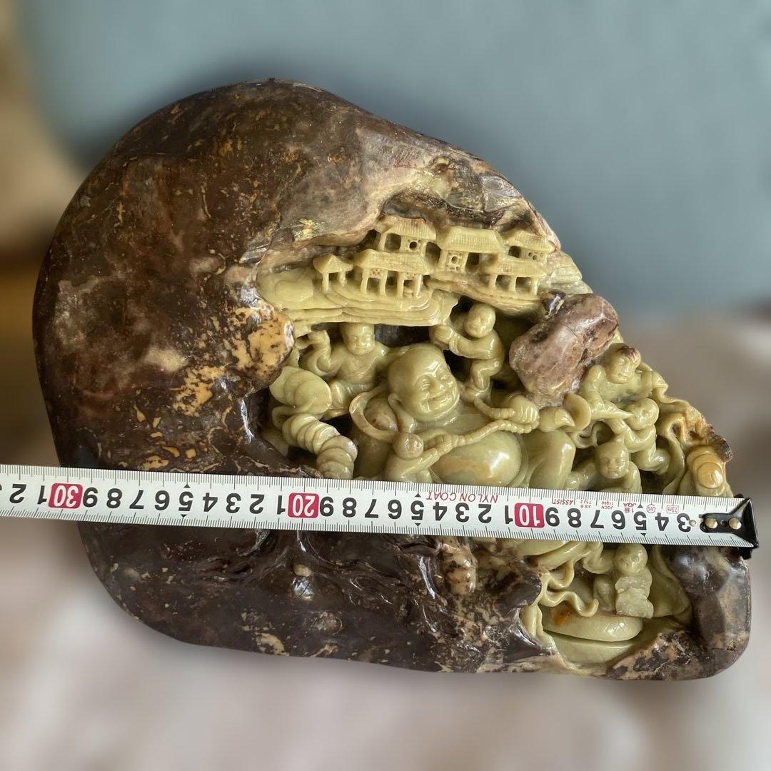 石の置物　骨董品 中国 寿山石 大きなサイズ 非常に重い 10.5kg