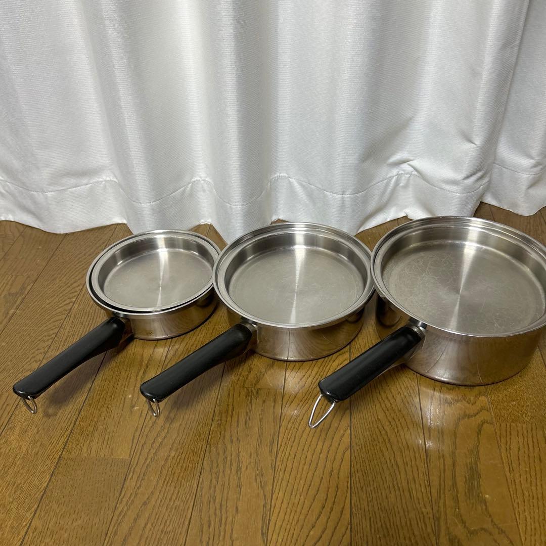 アムウェイ大中小ソースパン　ステンレス片手鍋3個セット