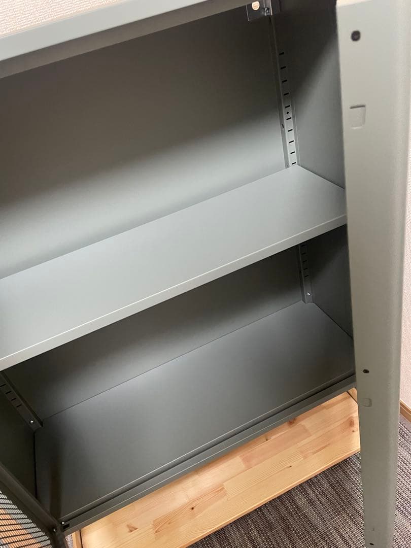 組立済 IKEA イーヴァル 棚シェルフ メッシュ グレーグリーンイケア