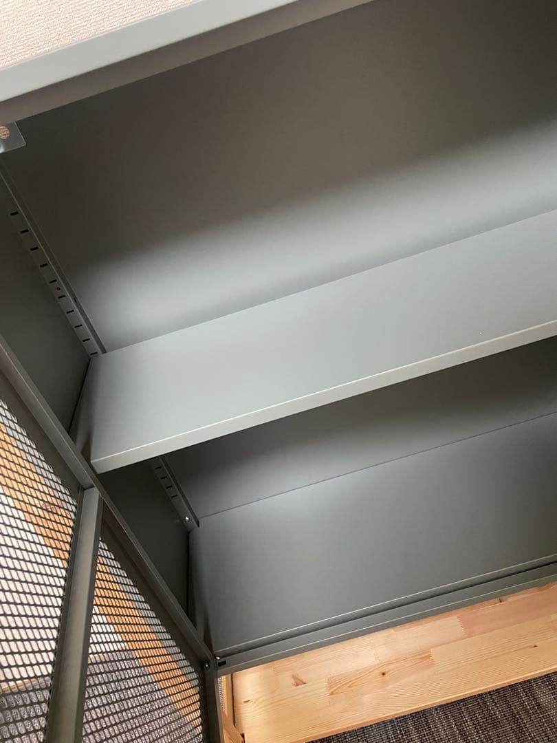 組立済 IKEA イーヴァル 棚シェルフ メッシュ グレーグリーンイケア
