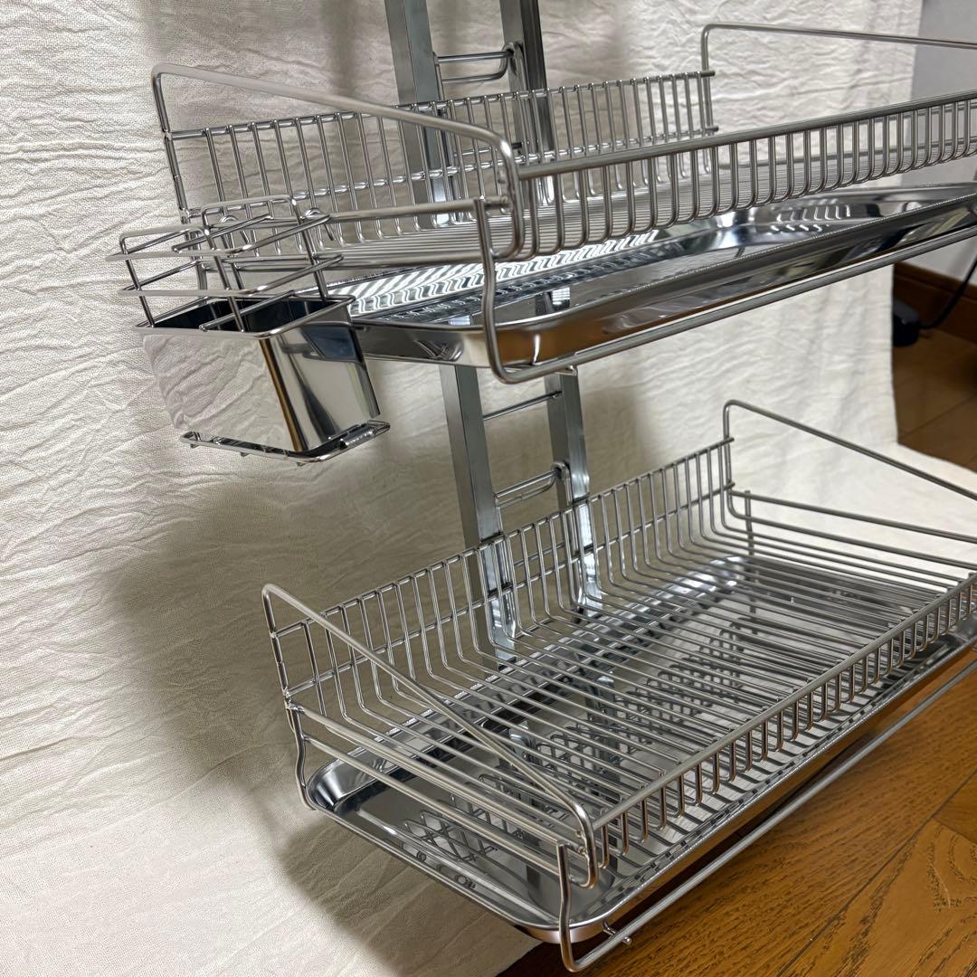 川口工器 突っ張りキッチンラック ステンレス 水切りカゴ 組み立て式 旧品