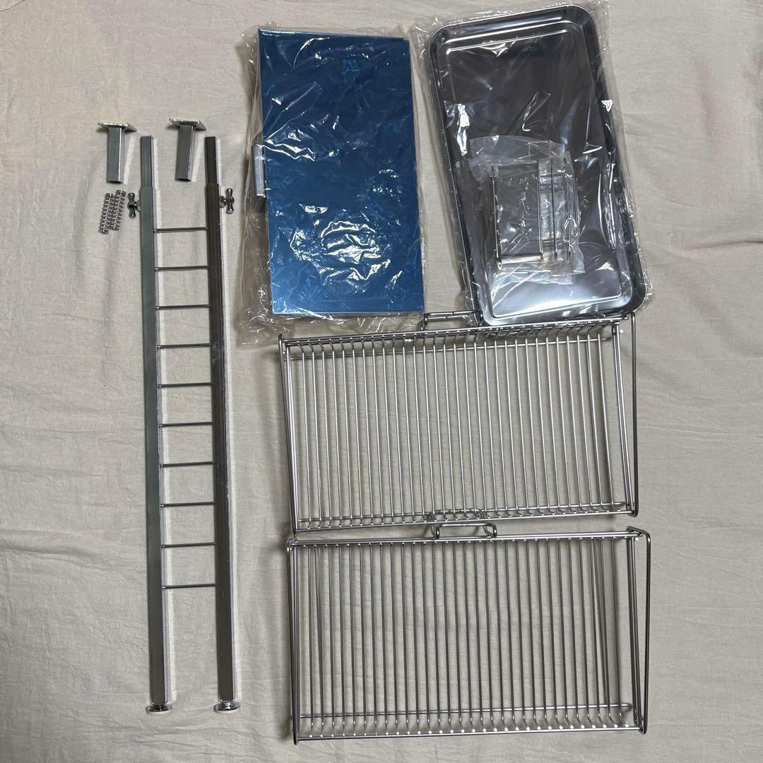 川口工器 突っ張りキッチンラック ステンレス 水切りカゴ 組み立て式 旧品