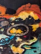 【真作】現代工芸　野入康子　彩光　モダンアート　抽象構成×幻想色彩　W56