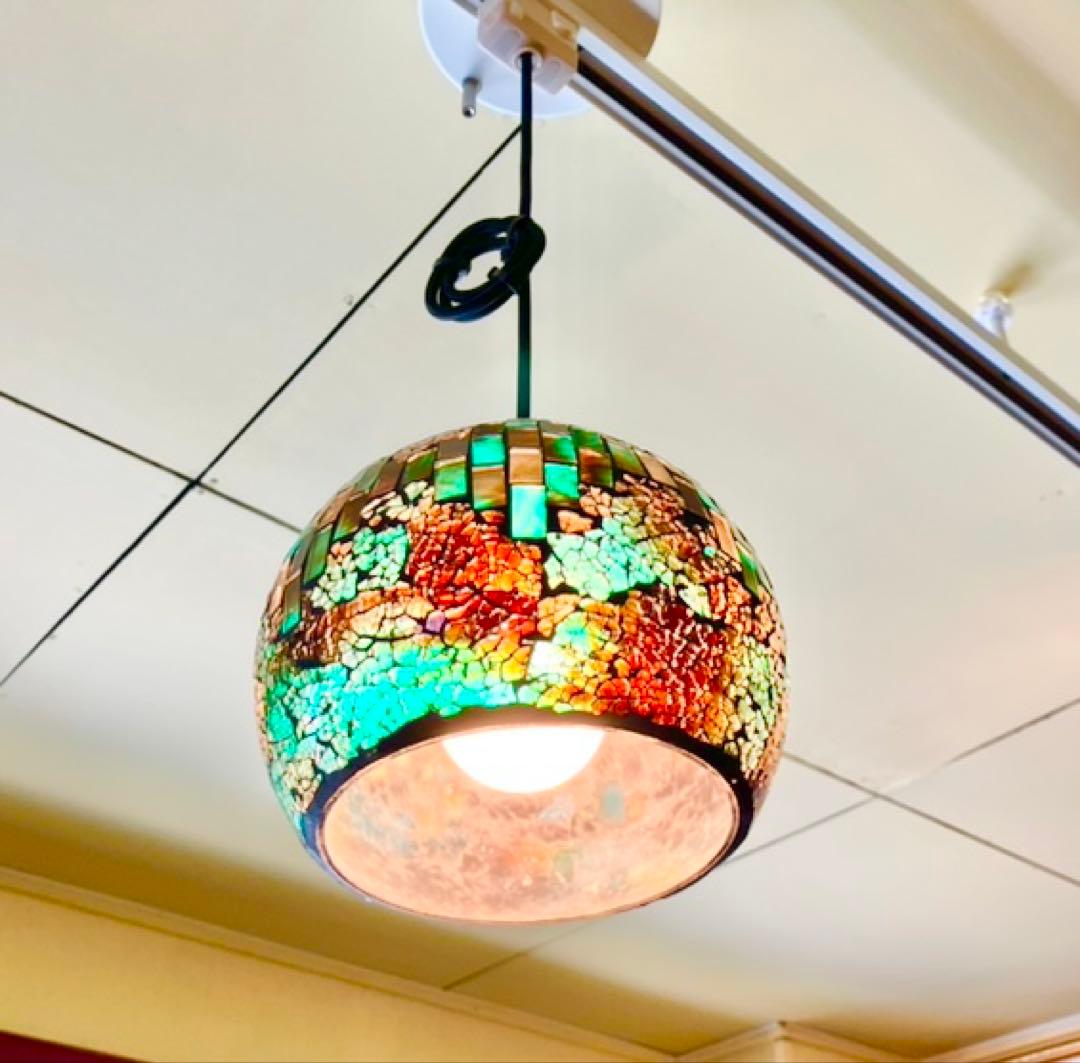 ライト　照明　美品　ステンドグラス　ペンダントライト　モザイク　オシャレ