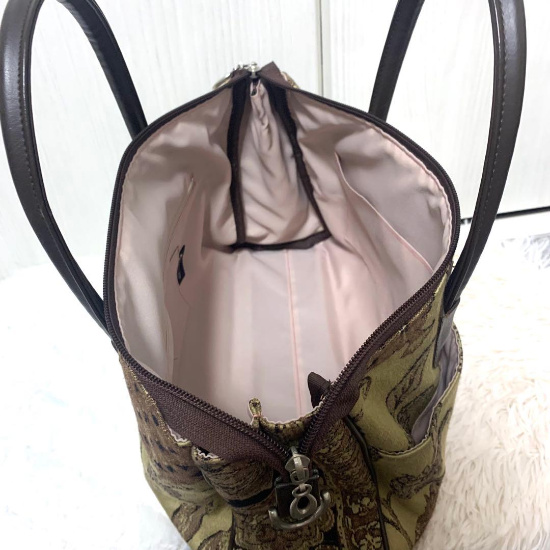 【美品】ゴブラン織り トートバッグ 日本製 花柄刺繍