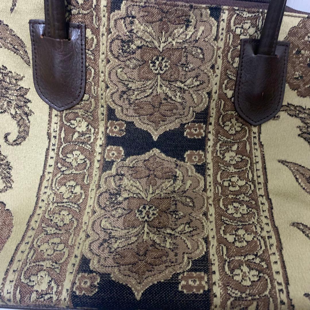 【美品】ゴブラン織り トートバッグ 日本製 花柄刺繍