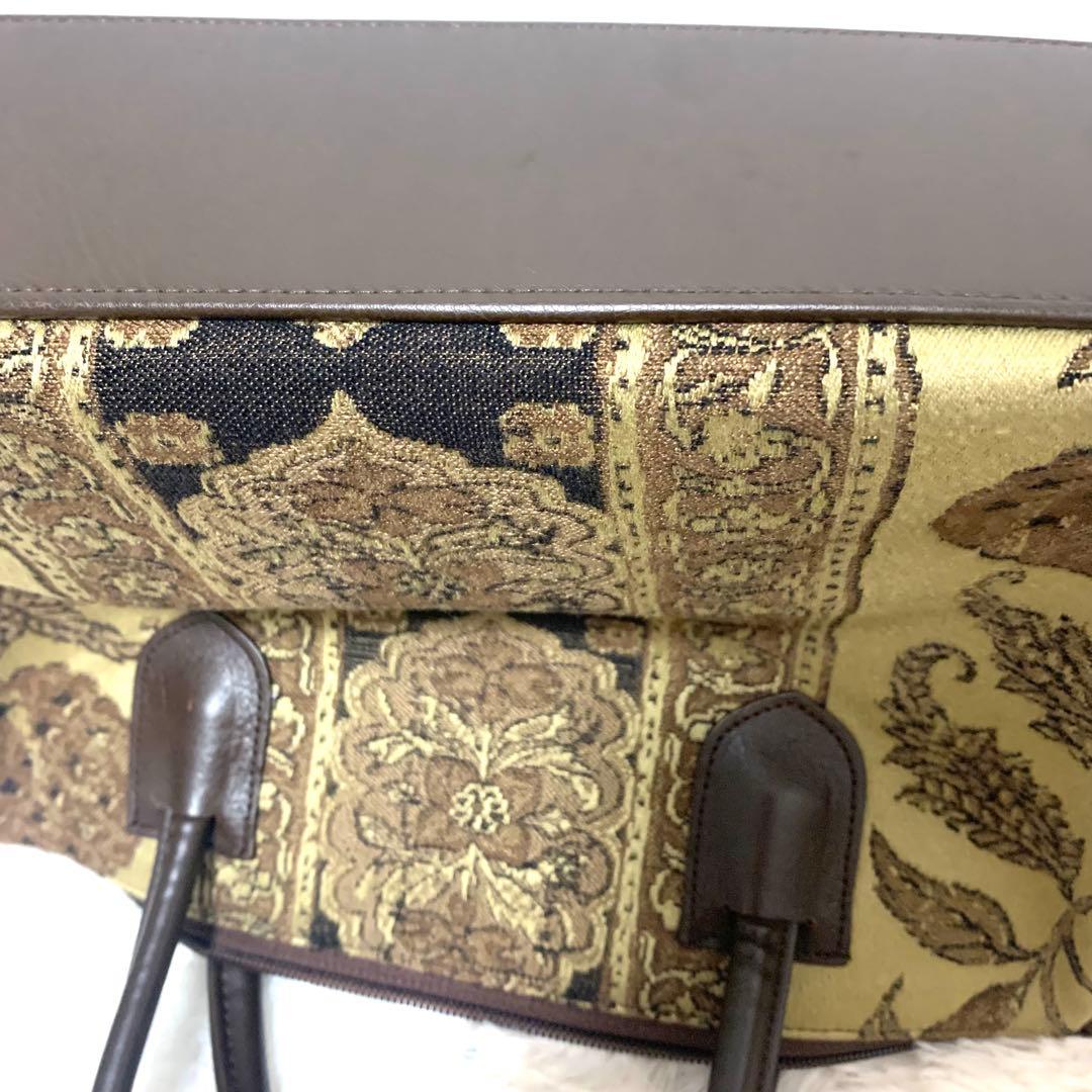 【美品】ゴブラン織り トートバッグ 日本製 花柄刺繍