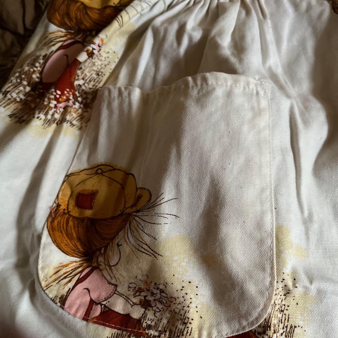 女の子イラスト　ヴィンテージ　　コットンエプロン