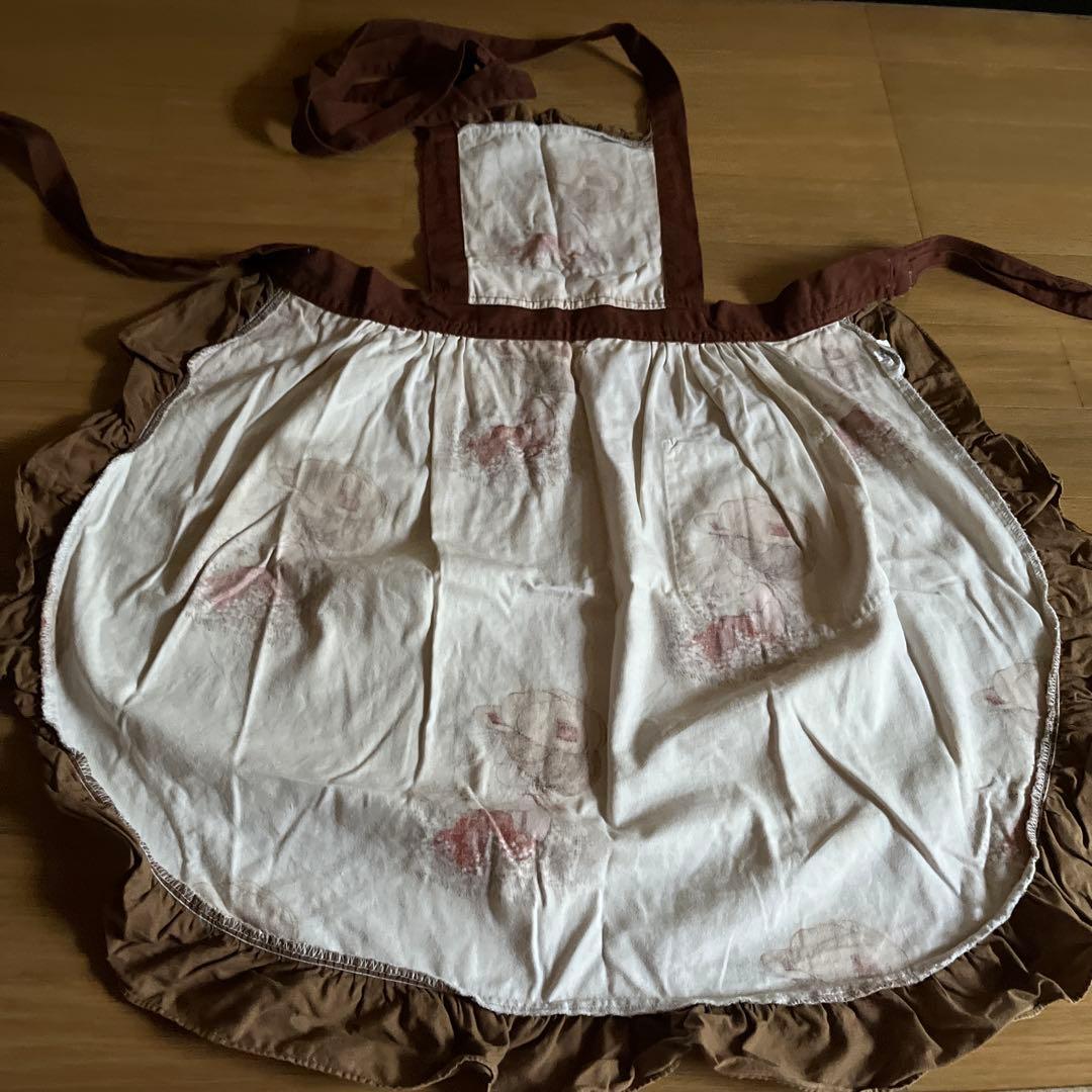 女の子イラスト　ヴィンテージ　　コットンエプロン