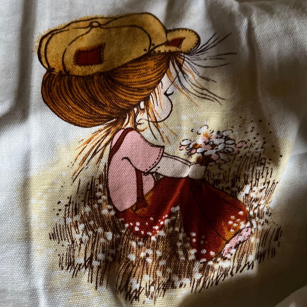 女の子イラスト　ヴィンテージ　　コットンエプロン