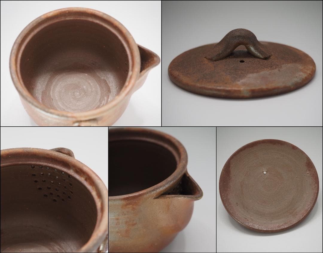 備前焼 名工 安東利喜作 煎茶器セット 茶器揃い 共箱/宝瓶