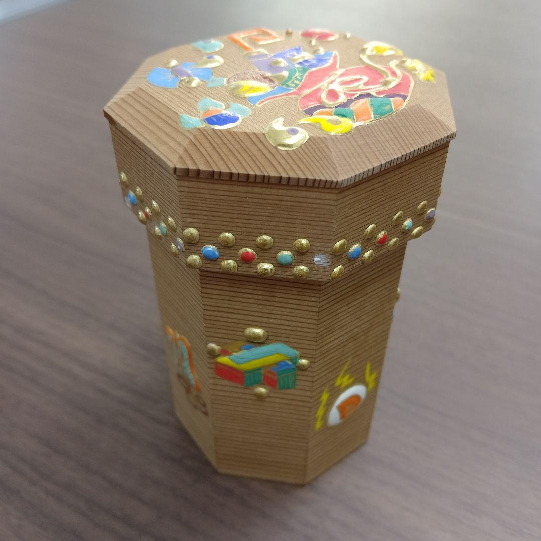 伊藤久重　高盛金彩　八角箱　宝尽くし