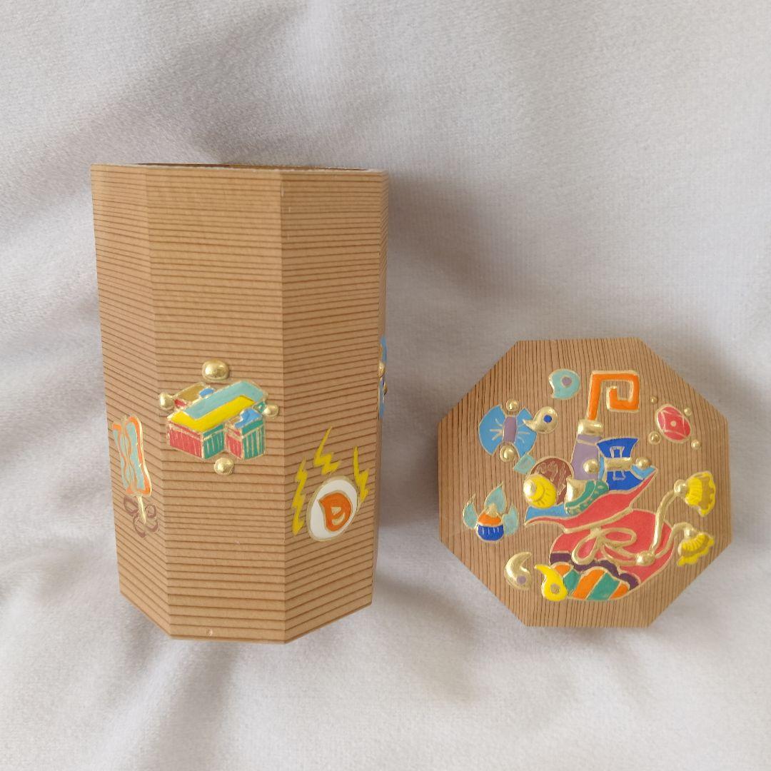 伊藤久重　高盛金彩　八角箱　宝尽くし