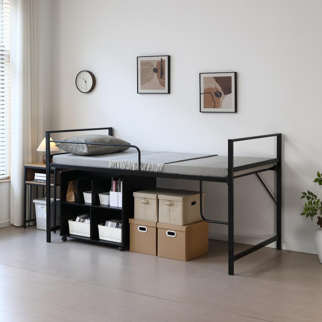 超人気【高さ110cm】ロフトベッド収納 北欧風 大人 一人暮らしBLACK